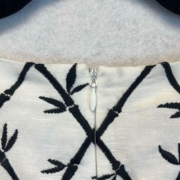 TALBOTS Dress Womens Size 14P White Black Linen Blend Embroidered Bamboo Sheath - Picture 9 of 11